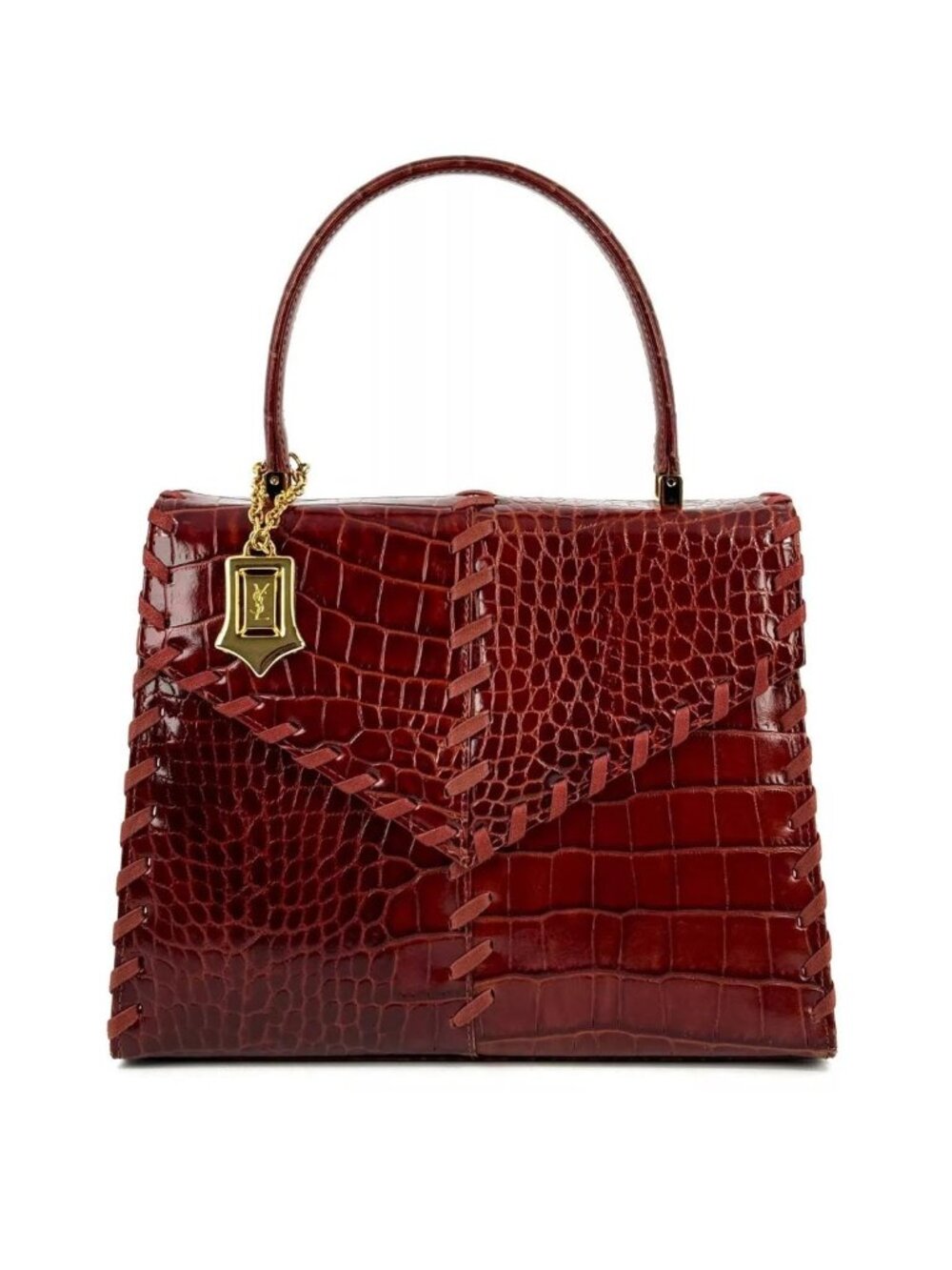 Yves Saint Laurent hand Tote bag Leather Purse Brown Vintage YSL Auth